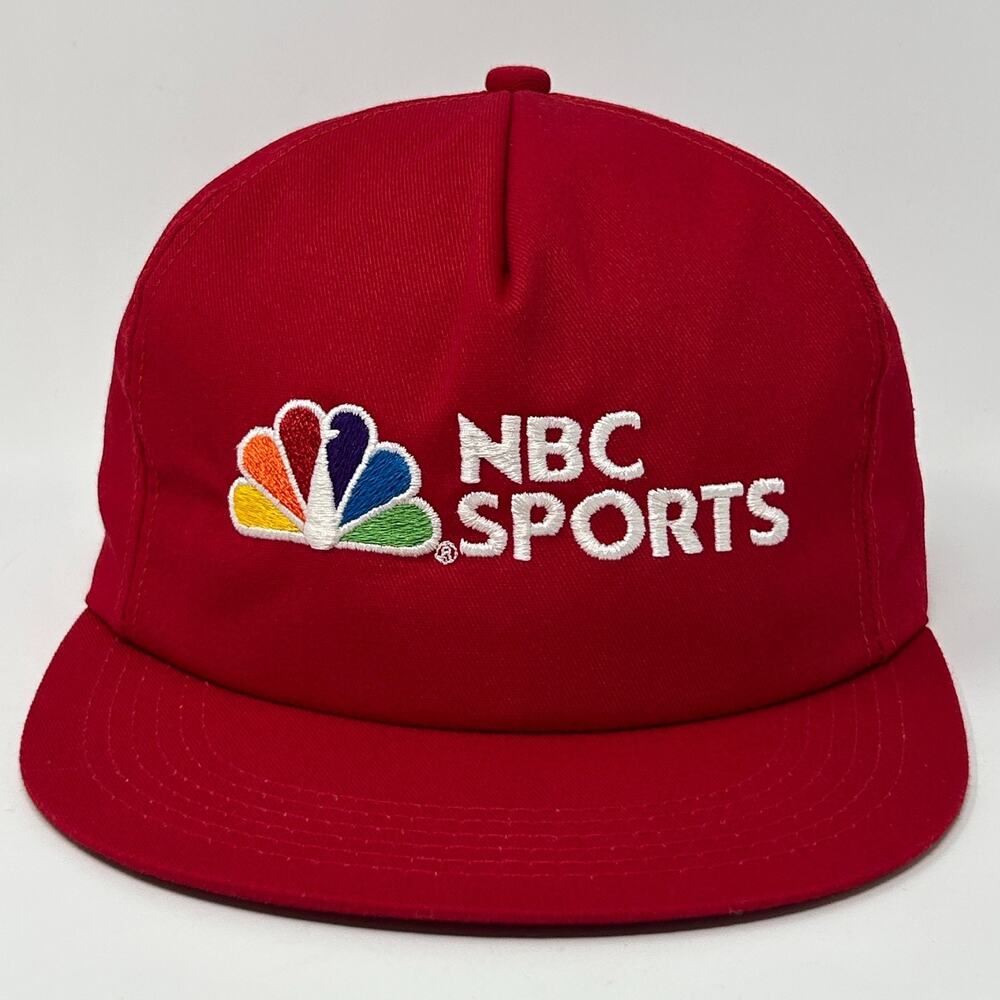 Vintage 80s NBC Sports Hat Baseball Cap K-Products Made In USA Snapback Red